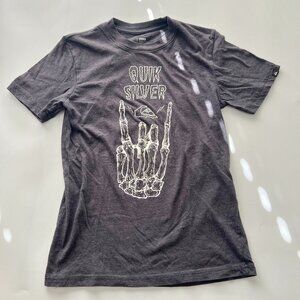Boys Quiksilver M 8 Skeleton Metal Hands Rock On Shirt
